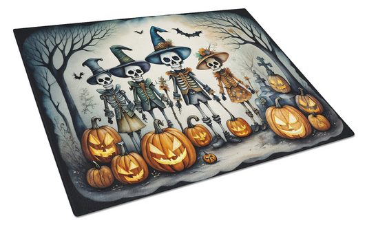 Calacas Skeletons Spooky Halloween Glass Cutting Board