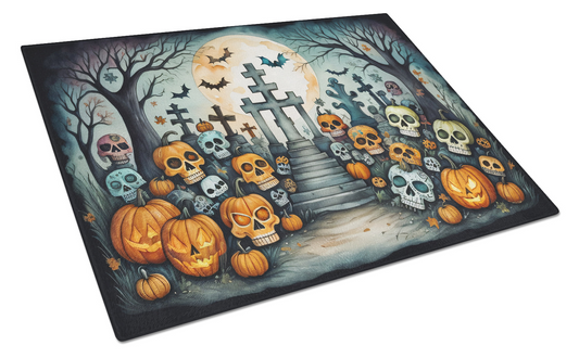 Calaveras Sugar Skulls Spooky Halloween Glass Cutting Board