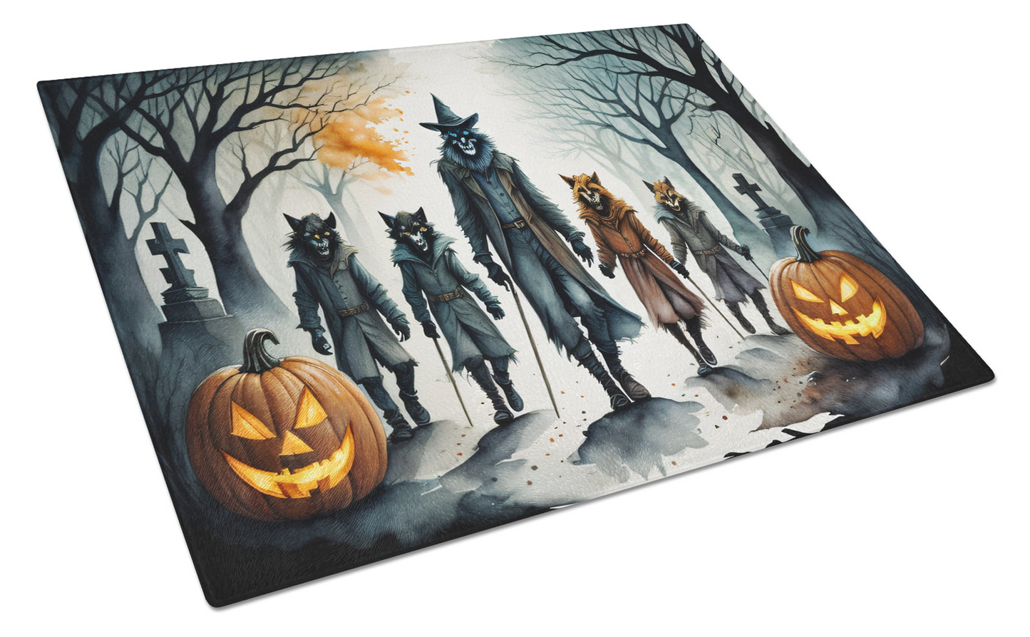 Werewolves Spooky Halloween Glass Cutting Board