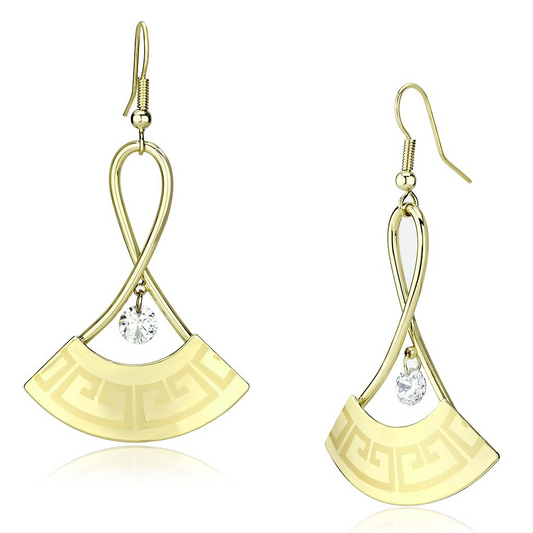 LO2707 - Gold Iron Earrings with AAA Grade CZ  in Clear