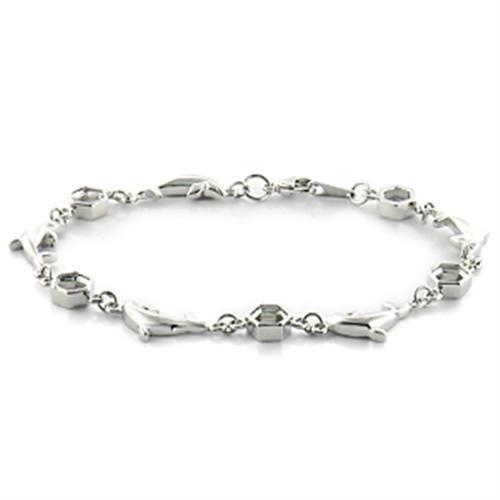 LO731 - Imitation Rhodium Brass Bracelet with No Stone