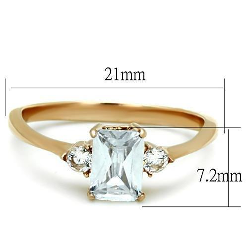 TK1589 - IP Rose Gold(Ion Plating) Stainless Steel Ring with AAA Grade CZ  in Clear