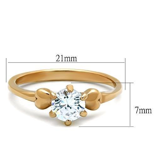 TK1596 - IP Rose Gold(Ion Plating) Stainless Steel Ring with AAA Grade CZ  in Clear