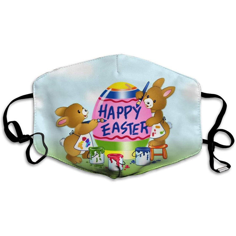 Easter Bunny Egg Print Mask Cotton Cloth