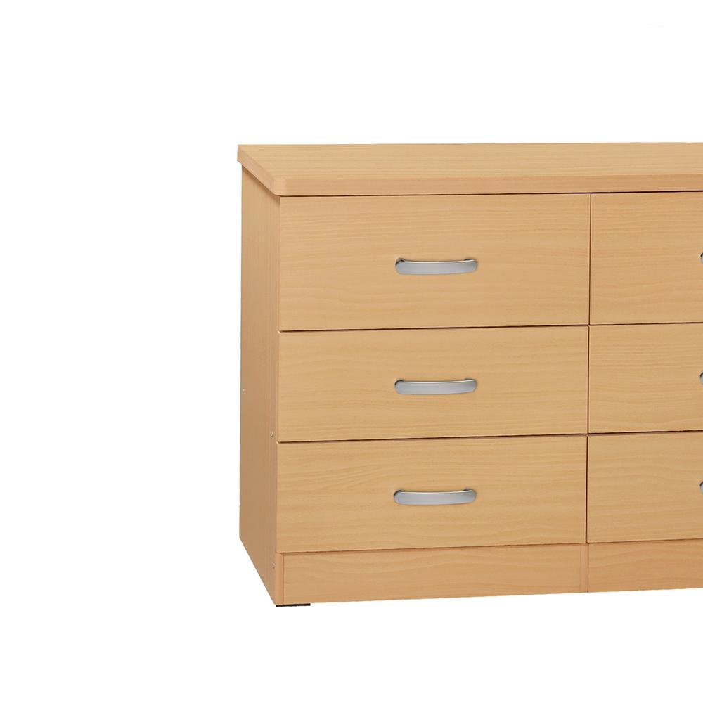 DD & PAM 6 Drawer Engineered Wood Bedroom Dresser in Beech