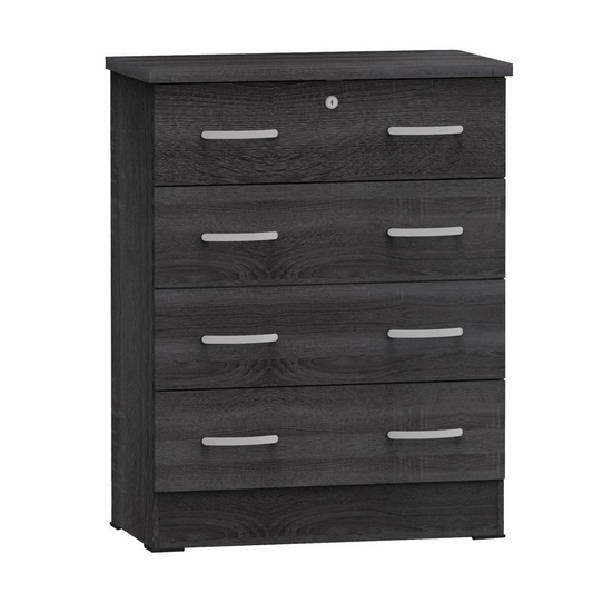 Cindy 4 Drawer Chest Wooden Dresser with Lock in Oak