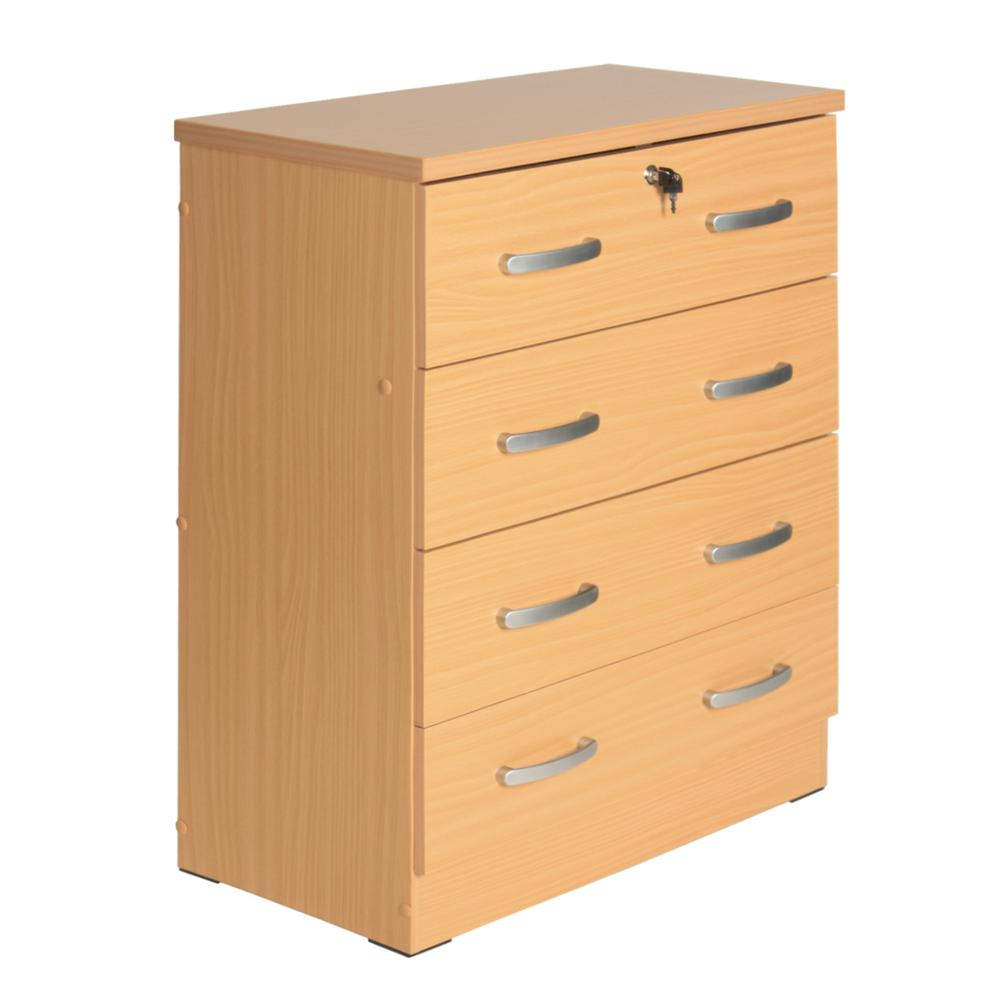 Cindy 4 Drawer Chest Wooden Dresser with Lock Beech (Maple)