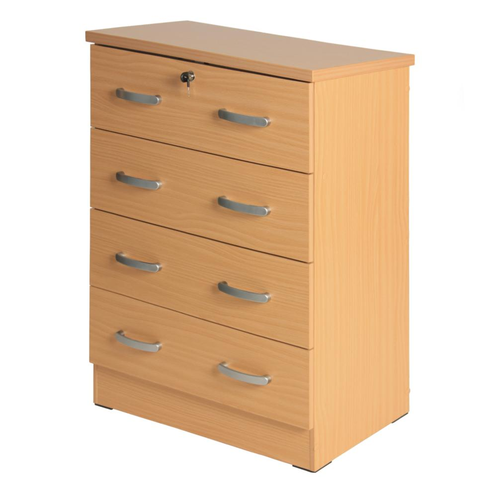 Cindy 4 Drawer Chest Wooden Dresser with Lock Beech (Maple)