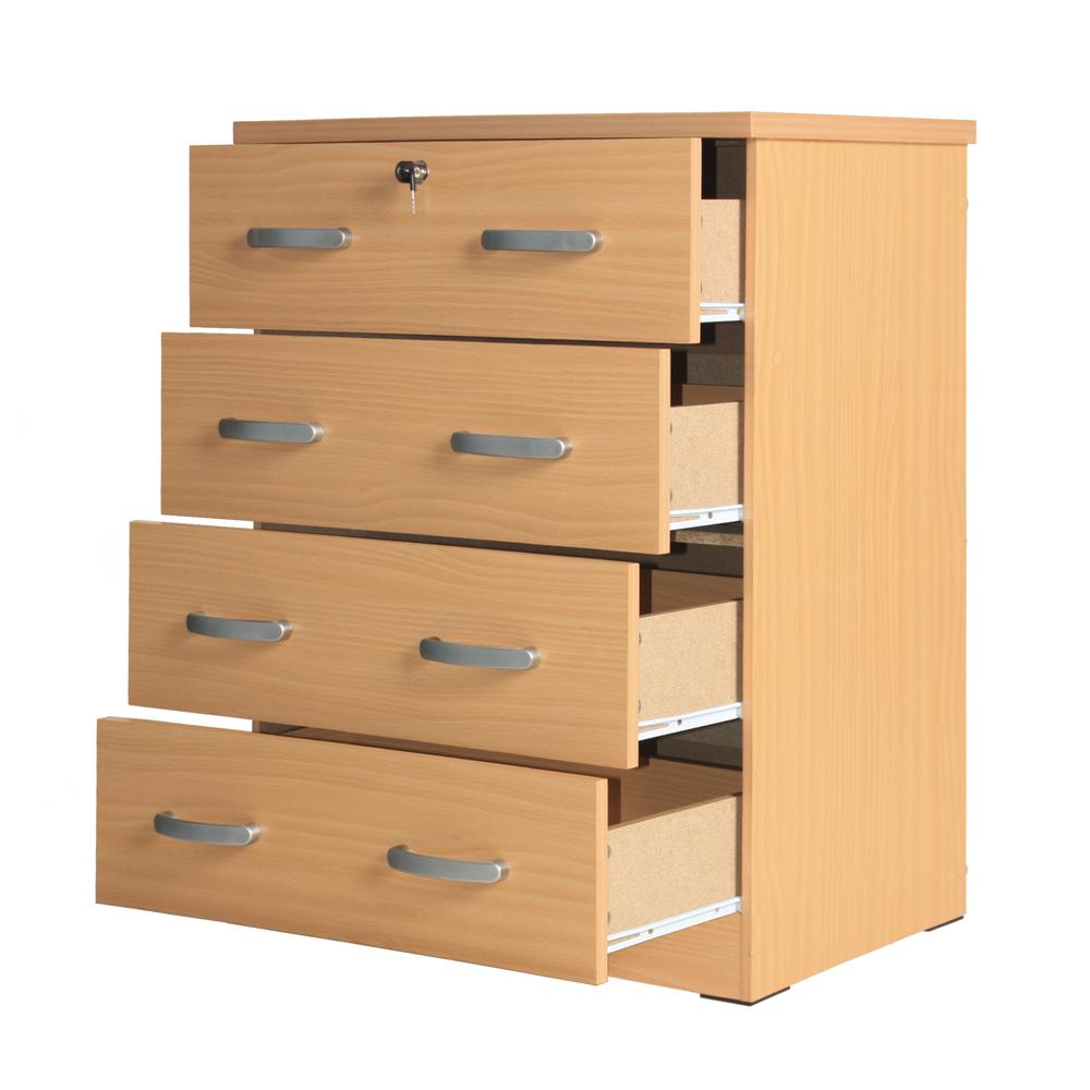 Cindy 4 Drawer Chest Wooden Dresser with Lock Beech (Maple)