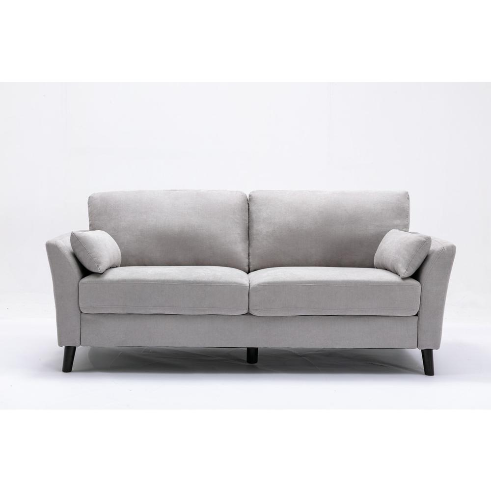 Damian Light Gray Velvet Fabric Sofa