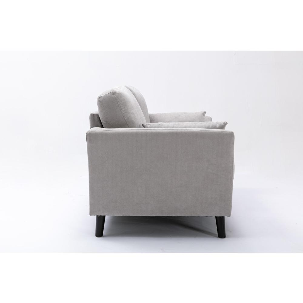 Damian Light Gray Velvet Fabric Loveseat