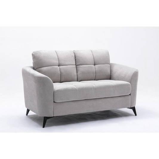 Callie Light Gray Velvet Fabric Loveseat