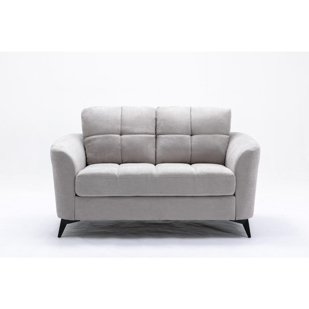 Callie Light Gray Velvet Fabric Loveseat