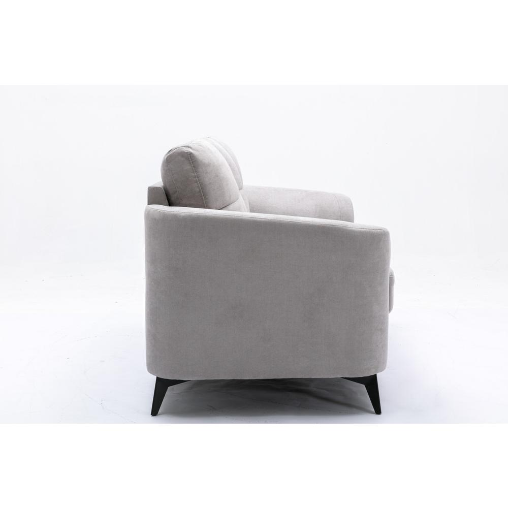 Callie Light Gray Velvet Fabric Loveseat