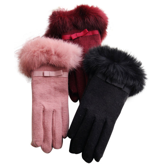 Kitten Mittens Faux Fur Lining Touch Smart Gloves