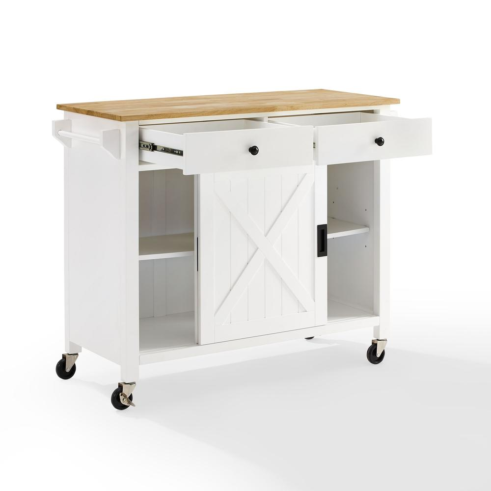 Laurel Kitchen Island/Cart White/Natural