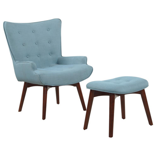 Mid-Century Fabric Upholstered Accent Chair with Ottoman - Capri