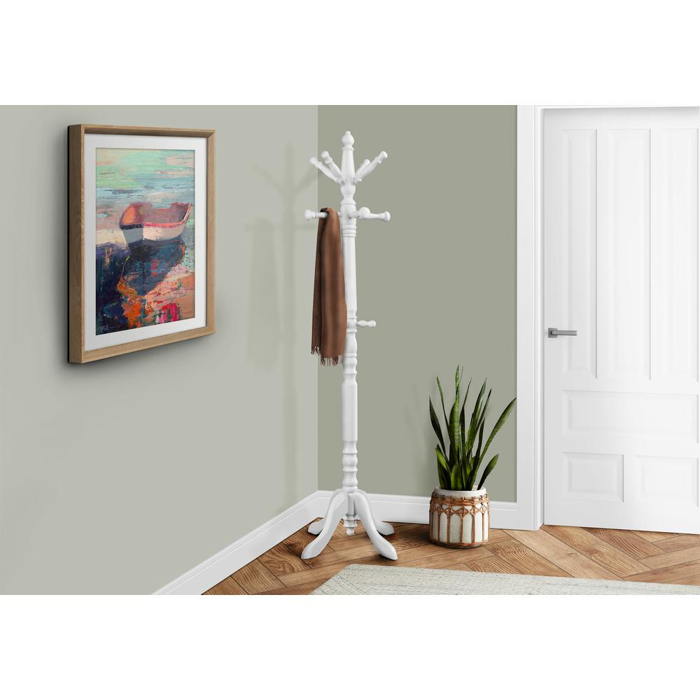 COAT RACK - 73"H / ANTIQUE WHITE WOOD TRADITIONAL STYLE