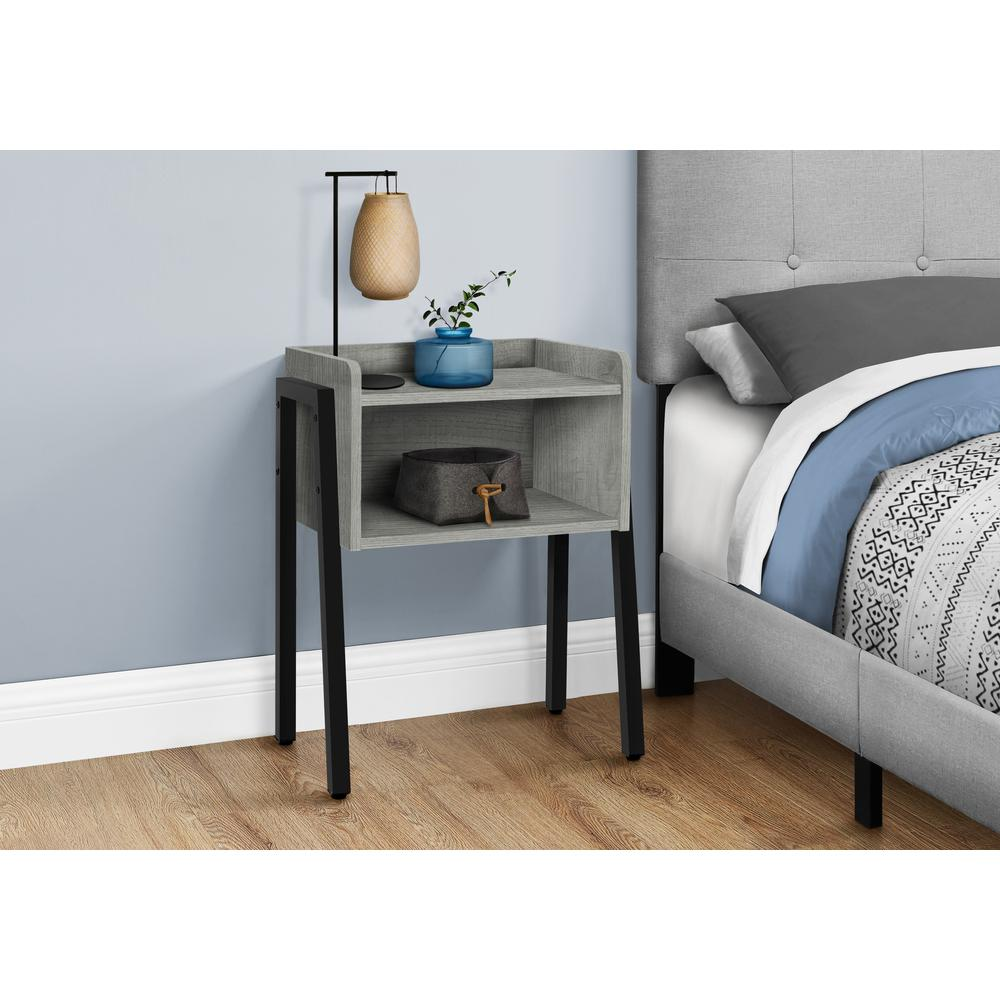 ACCENT TABLE - 23"H / GREY / BLACK METAL