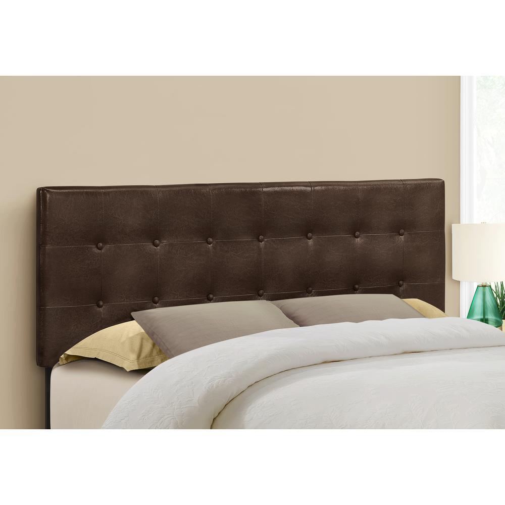 Bed - Queen Size In Brown Leather-Look Headboard Only