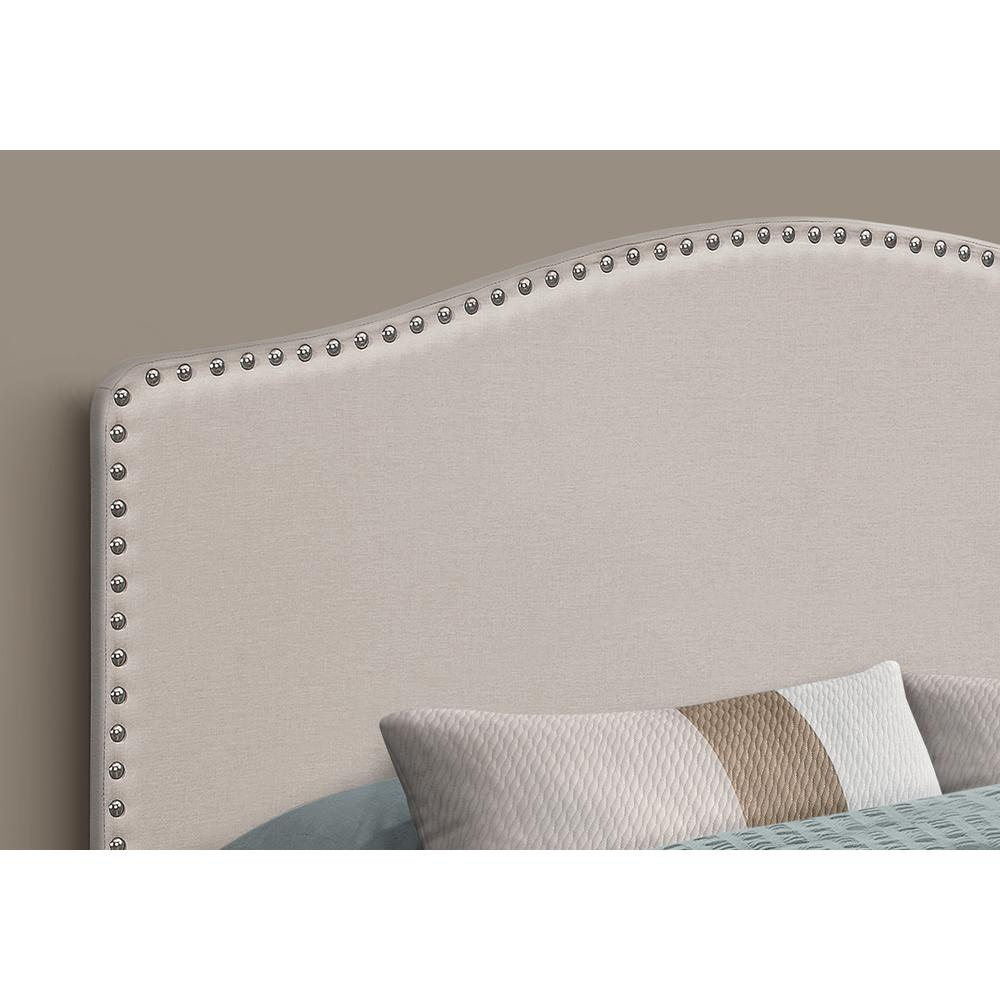 Bed - Queen Size, Beige Linen Headboard Only