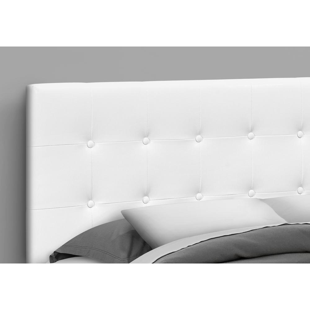 Bed - Queen Size In White Leather-Look Headboard Only