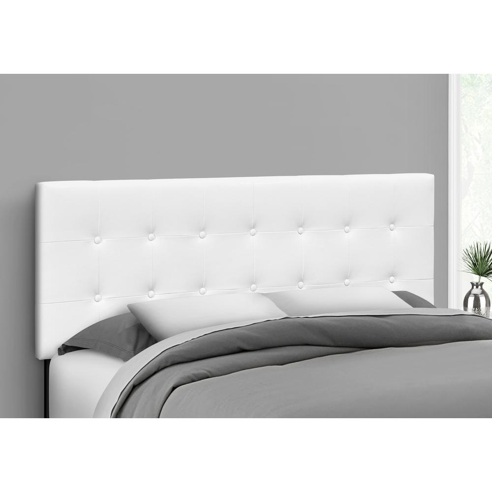 Bed - Queen Size In White Leather-Look Headboard Only