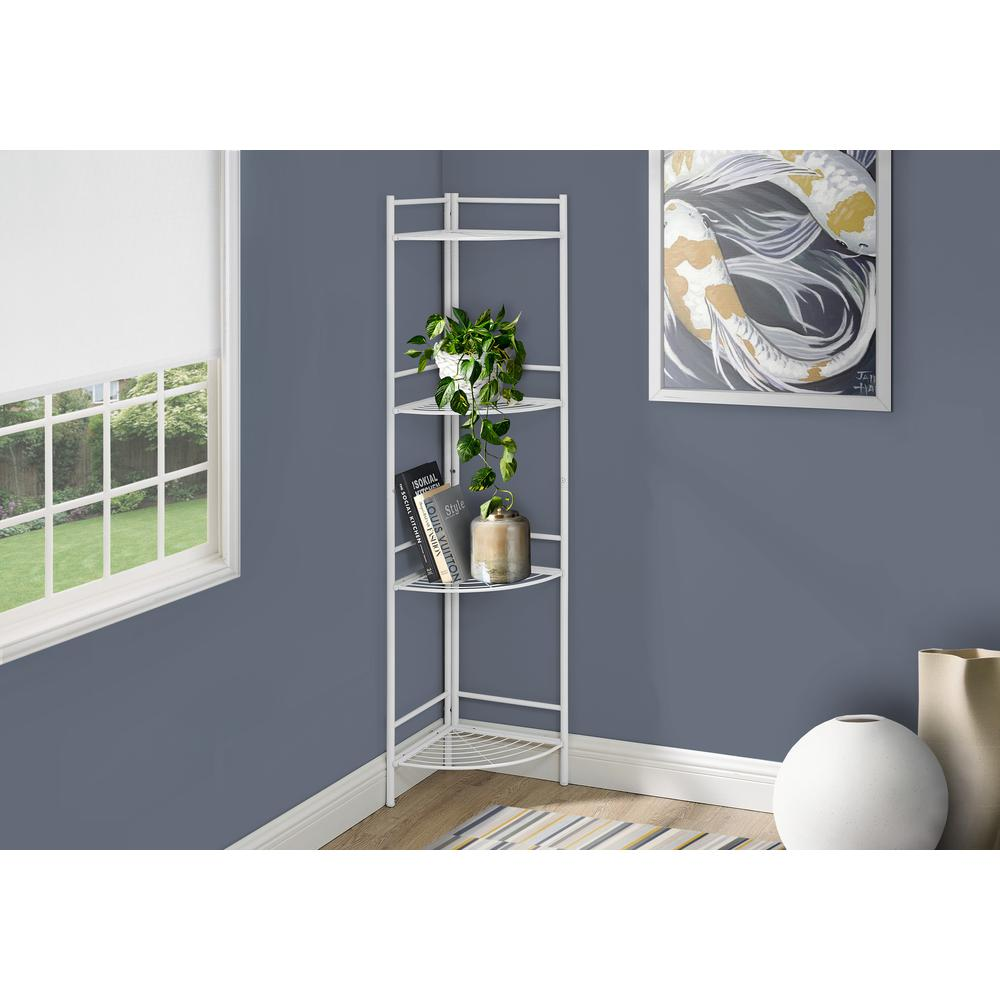 BOOKCASE - 58"H / WHITE METAL CORNER ETAGERE