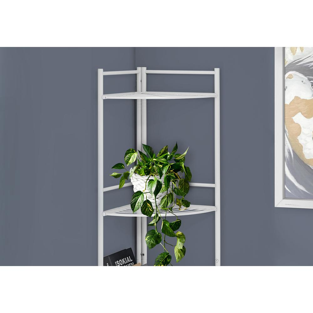 BOOKCASE - 58"H / WHITE METAL CORNER ETAGERE