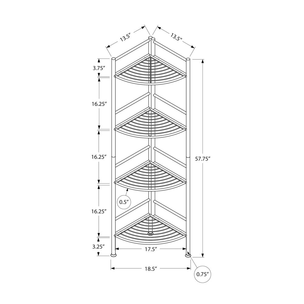 BOOKCASE - 58"H / WHITE METAL CORNER ETAGERE