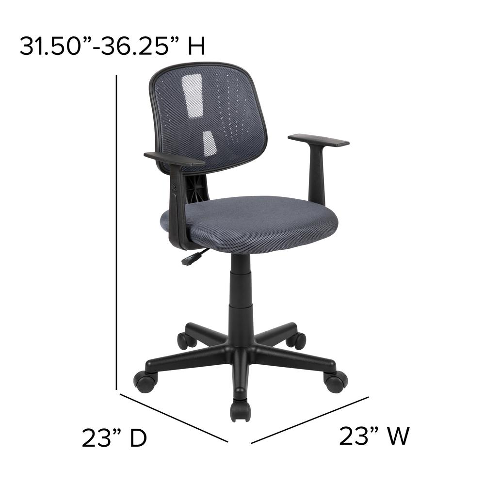 Flash Fundamentals Mid-Back Gray Mesh Swivel Task Office Chair with Pivot Back and Arms, BIFMA Certified