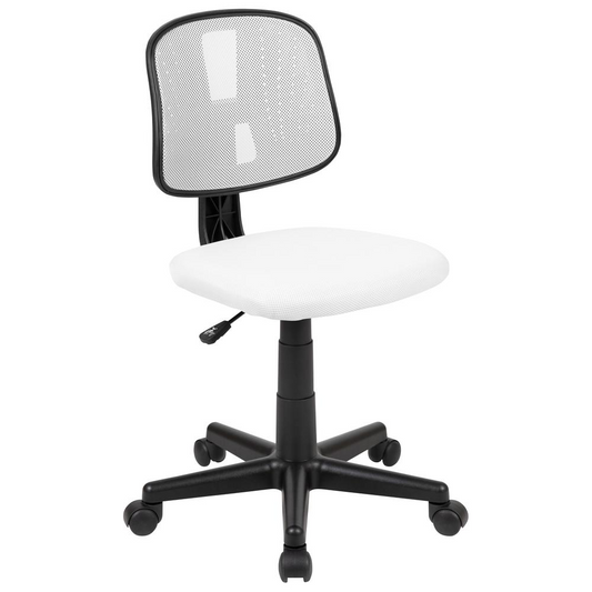 Flash Fundamentals Mid-Back White Mesh Swivel Task Office Chair with Pivot Back, BIFMA Certified