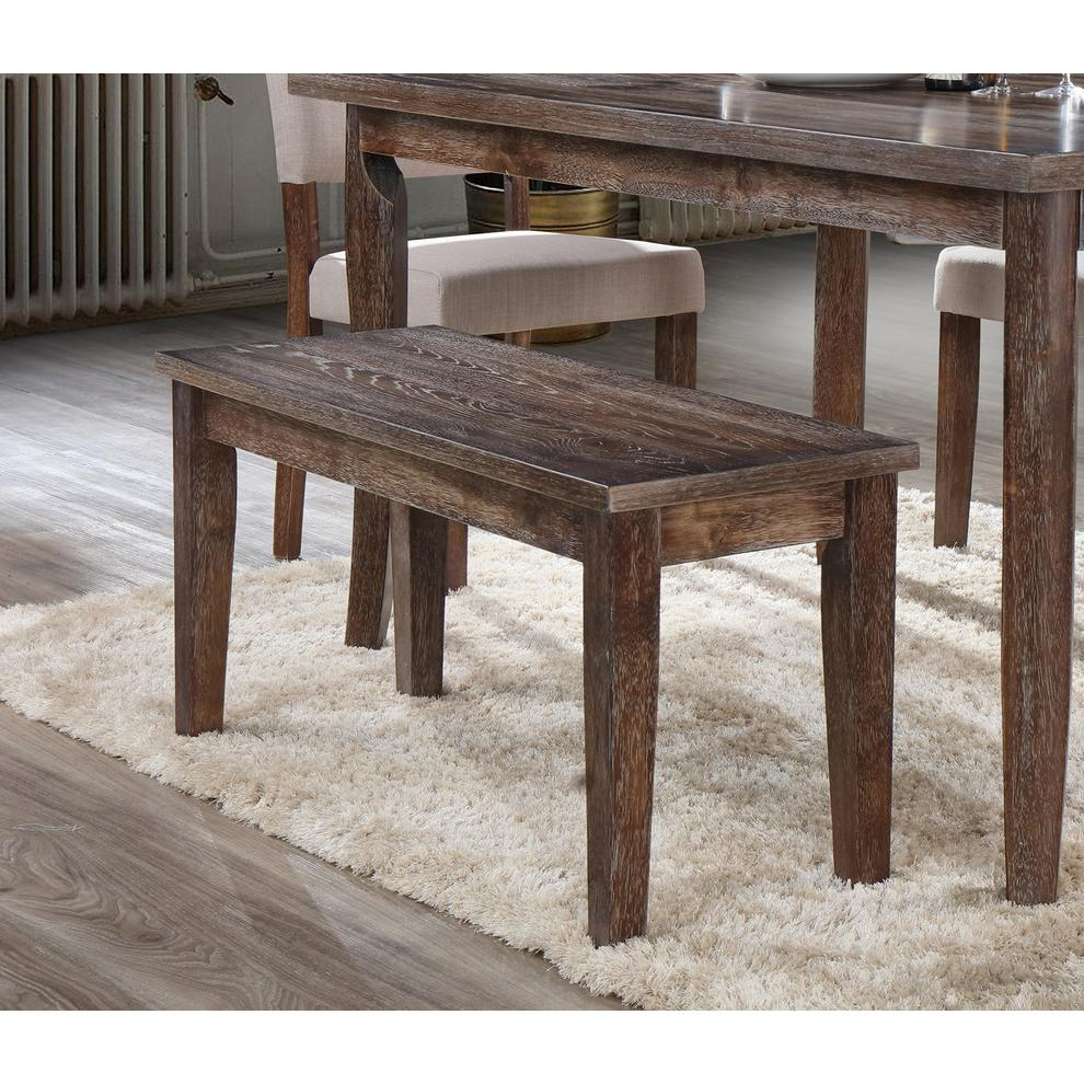 Transitional Solid Wood Dining Room Bench in Antique Natural Oak