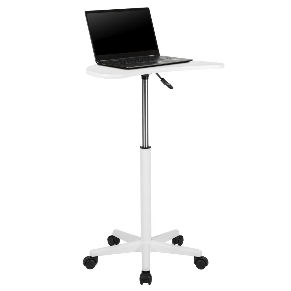 White Sit to Stand Mobile Laptop Computer Desk