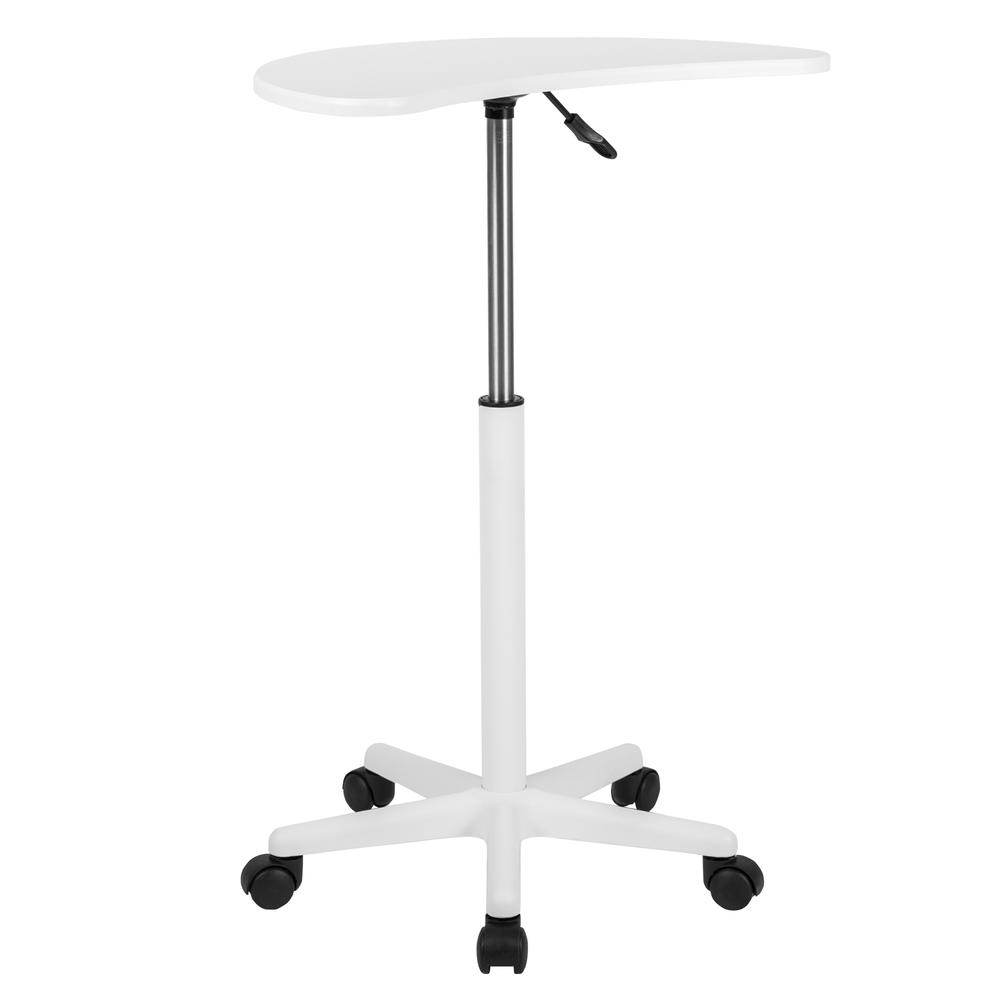 White Sit to Stand Mobile Laptop Computer Desk