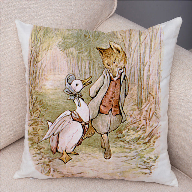 Cartoon Rabbit Peach Skin Fabric Pillow Cover