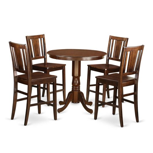 Dark Mahogany Finish 5 Pc Counter Height Pub Set