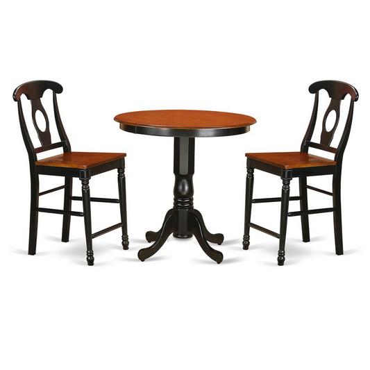 Black & Cherry Finish 3 Pc Dining Counter Height Set