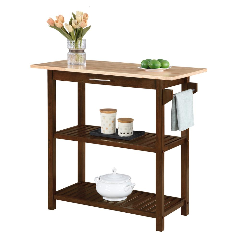 3 Tier Butcher Block Kitchen Prep Island w/ Drawer