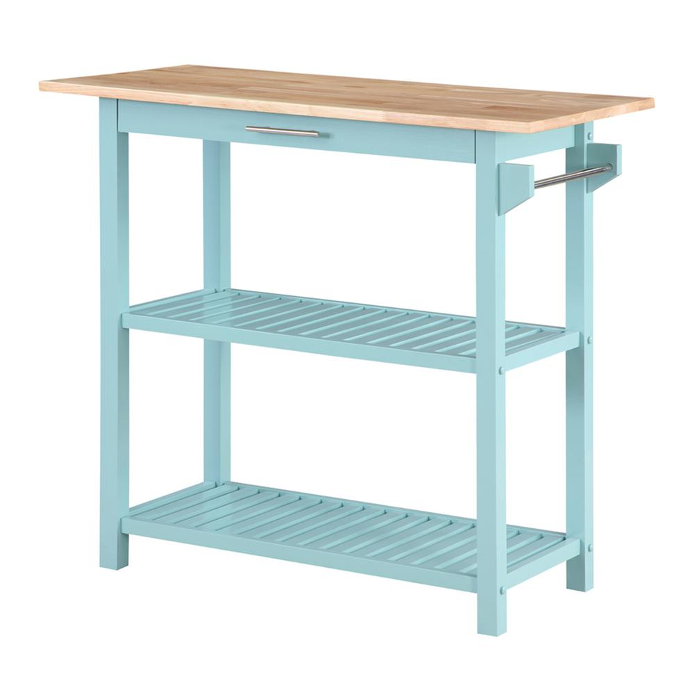 3 Tier Butcher Block Kitchen Prep Island with Drawer