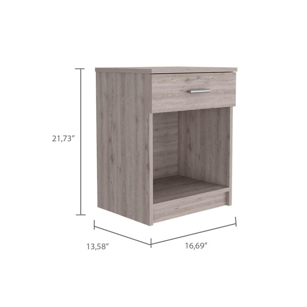 DEPOT E-SHOP Beryl Nightstand, One Drawer, Low Shelf, Countertop-Light Grey, For Bedroom