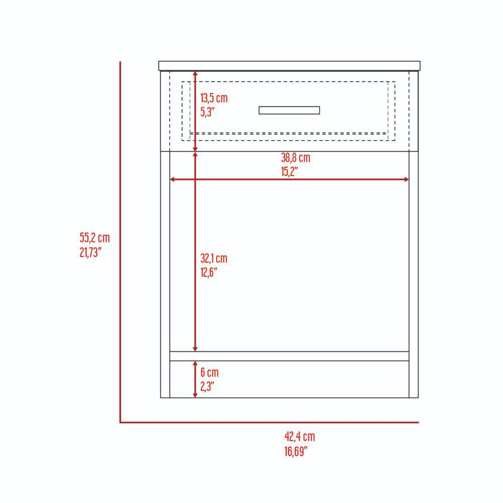 DEPOT E-SHOP Beryl Nightstand, One Drawer, Low Shelf, Countertop-White, For Bedroom