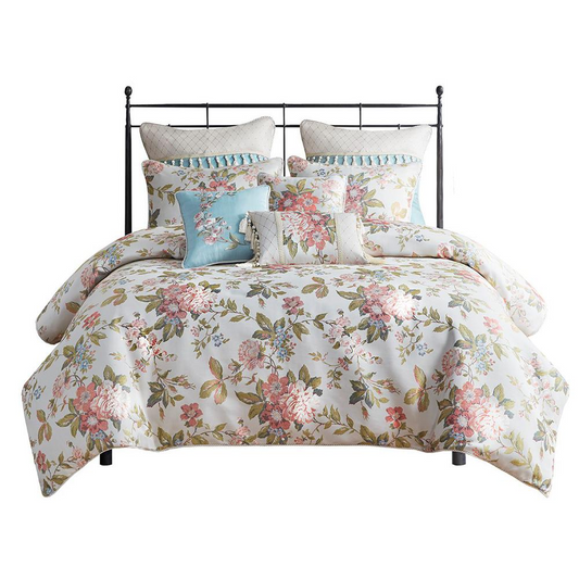 8 Piece Floral Jacquard Comforter Set