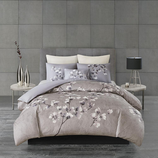 3 Piece Cotton Sateen Printed Duvet Cover Set