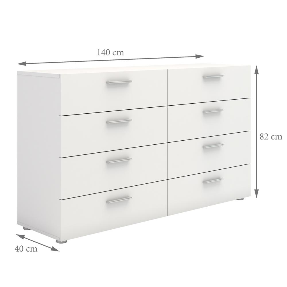 Austin 8 Drawer Double Dresser, White