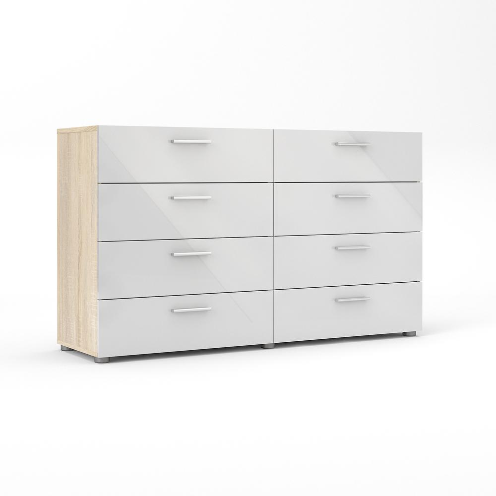 Austin 8 Drawer Double Dresser, White