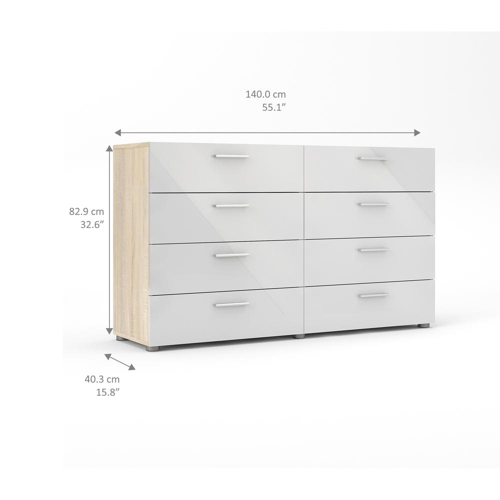 Austin 8 Drawer Double Dresser, White