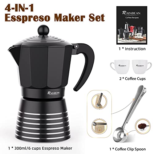 Stovetop Espresso Maker 6 Cup 300ml, Aluminum Moka Pot Gift Set