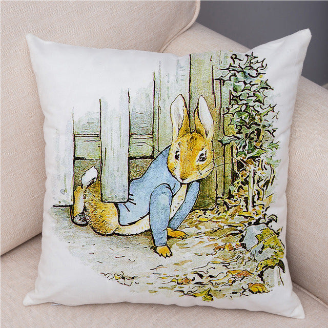 Cartoon Rabbit Peach Skin Fabric Pillow Cover