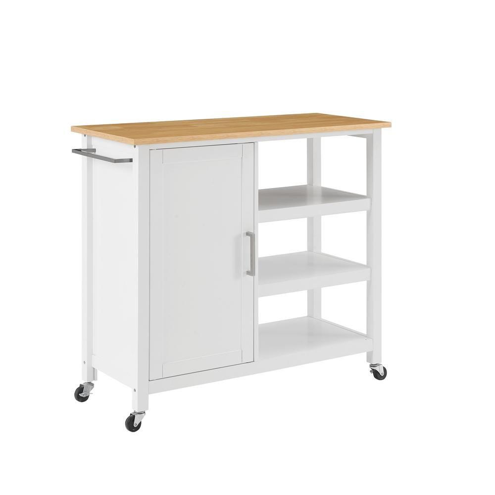 Tristan Open Kitchen Island/Cart White/Natural